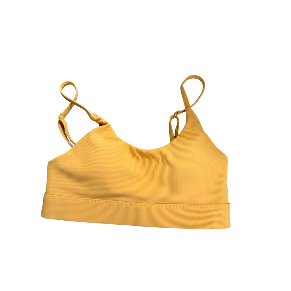 WILO The Label‎ Mustard Yellow Ribbed Sports Bra XS Adjustable Straps Activewear